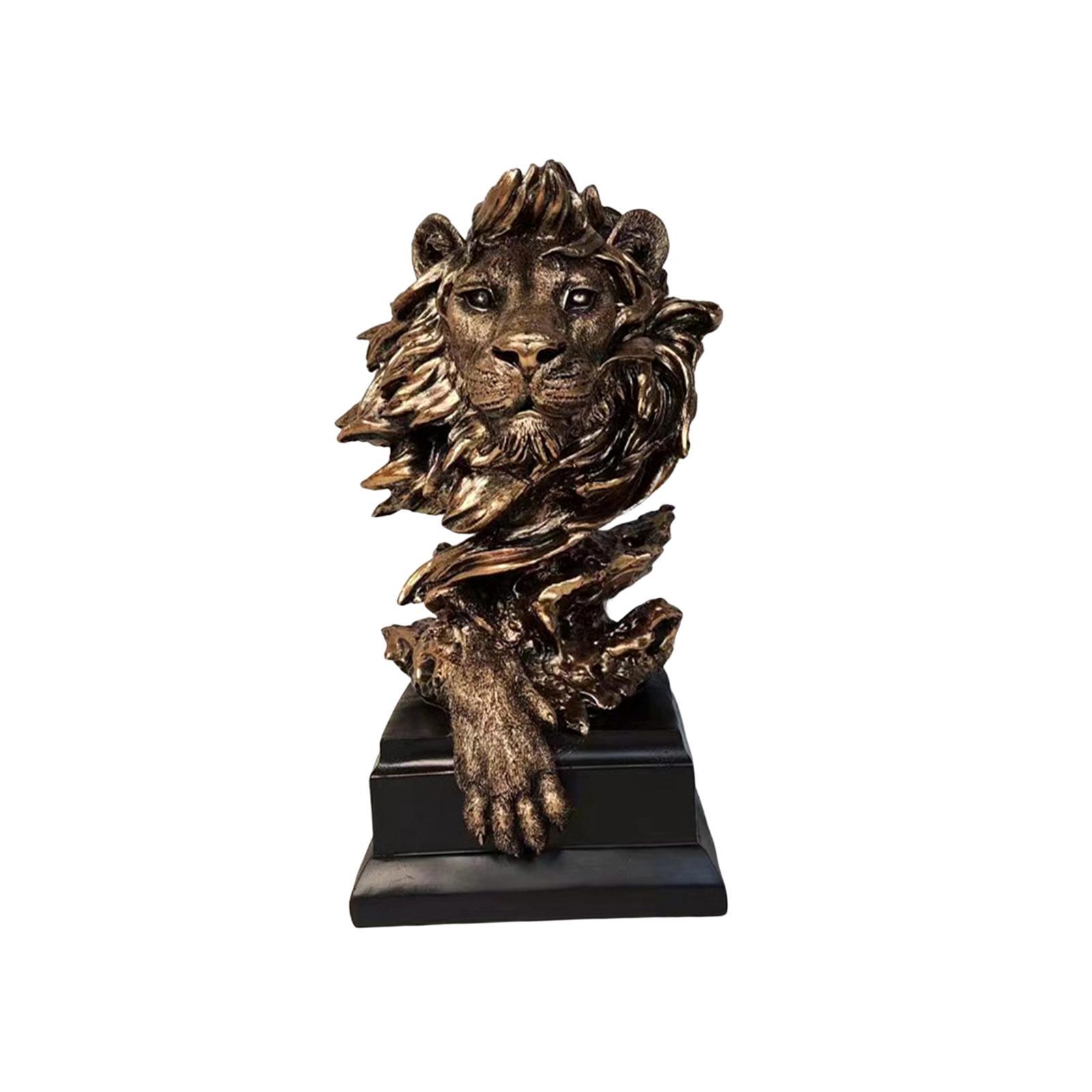 Lion Head Statue Feng Shui Collectible Figurine for Shelf Desktop Decoration