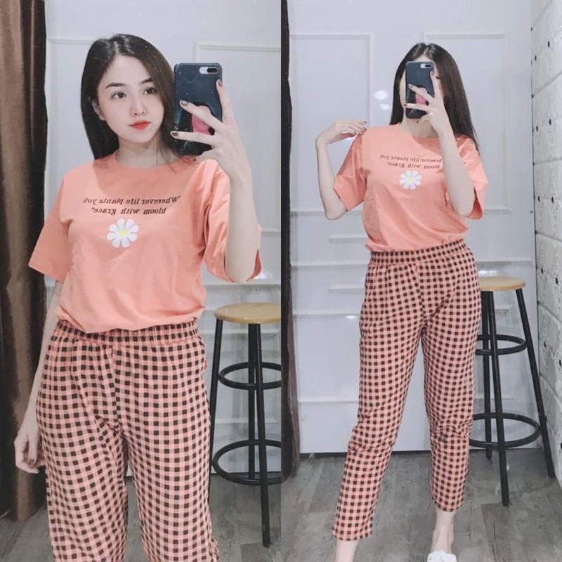 (Khai trương bán giá vốn) Đồ bộ mặc nhà thun cotton, đồ bộ nữ đẹp chất liệu thun cotton co giãn 4 chiều