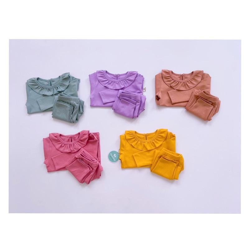 Bộ dài tay cho bé, đồ bộ bé gái cổ bèo đáng yêu, chất cotton co giãn 4 chiều cực mạnh size từ 10 đến 22kg