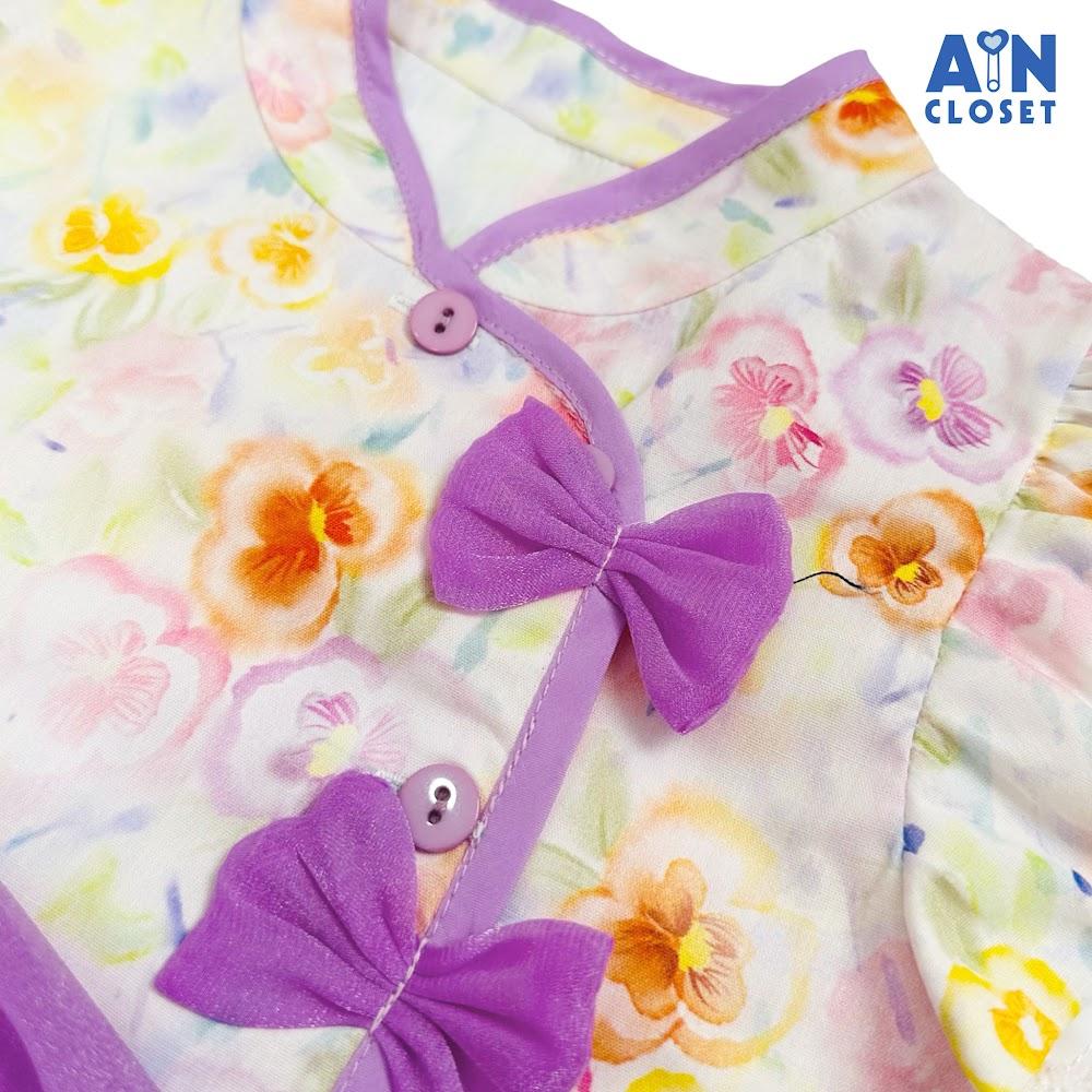 Bộ Áo váy Dân Quốc bé gái họa tiết Hoa Lan Tím - AICDBGAGLOEB - AIN Closet