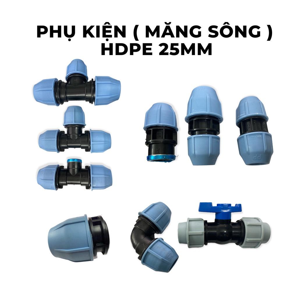 Phụ kiện măng sông ống HDPE 25mm, Không Cần Hàn - Ren ngoài 27/25