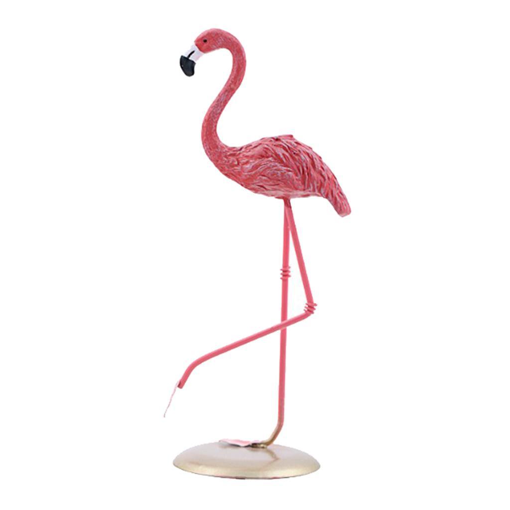 3pcs Flamingo Figurine Miniature Sculpture Glass Base Stand Table Ornament