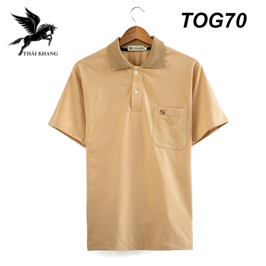 Áo polo nam ngắn tay trung niên vải cotton dệt riêng cho Thái Khang loại áo polo form rộng TOG7