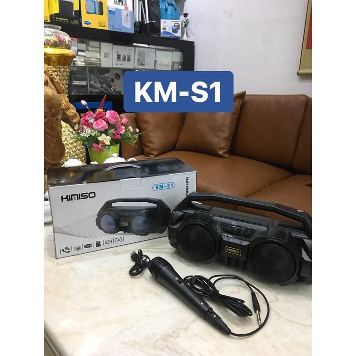 Loa Bluetooth Kimiso KM-S1/S2 - 2 Bass Cực Mạnh, Tặng 1 Micro Có Dây Hát Karaoke