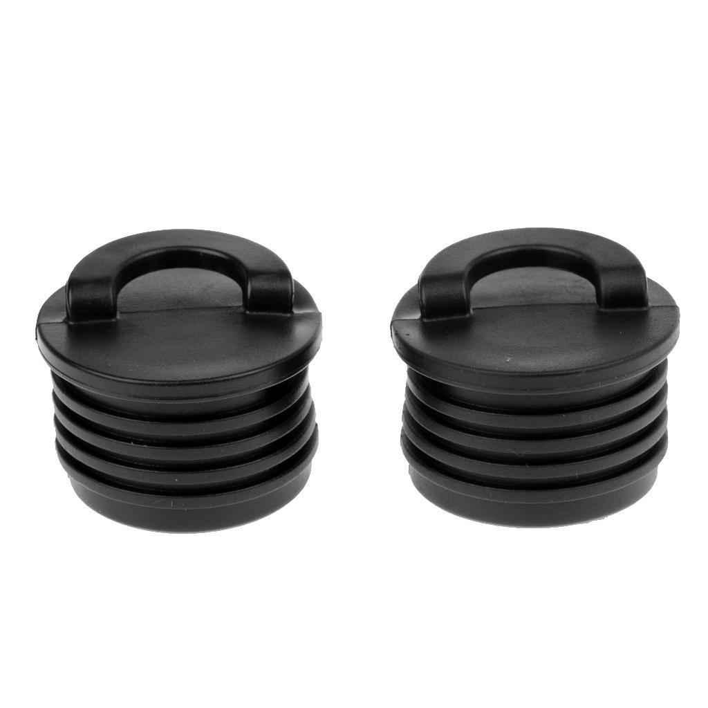 2 Pieces Black Plastic Kayak Scupper Bung Drain Holes Plug + Paddle Leash for Marine Boat Canoe Dinghy