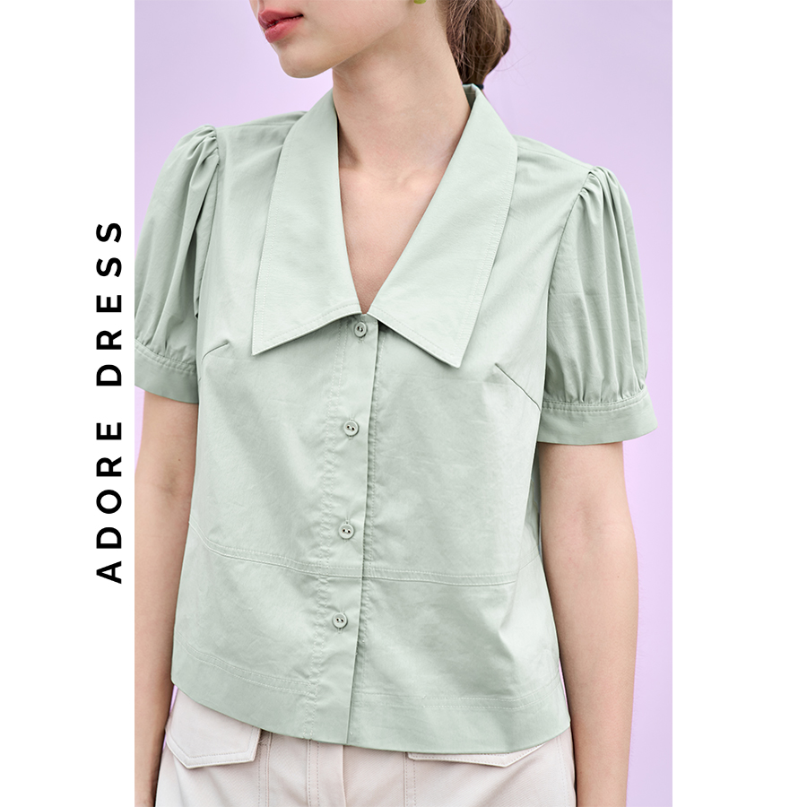 Áo sơ mi Shirts thô mềm mint diễu chỉ 311SH1113   ADORE DRESS