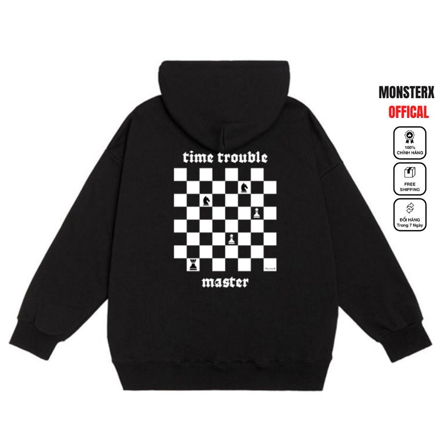 Áo mũ Hoodie Unisex MonsterX Cờ Vua form rộng 5 màu nỉ bông cặp đôi nam nữ Oversize Ulzzang thu đông