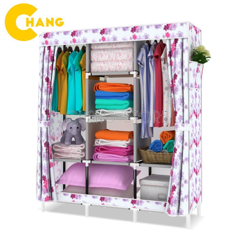 Tủ Vải Đựng Quần Áo 3D 3 Buồng 8 Ngăn Tiện Lợi