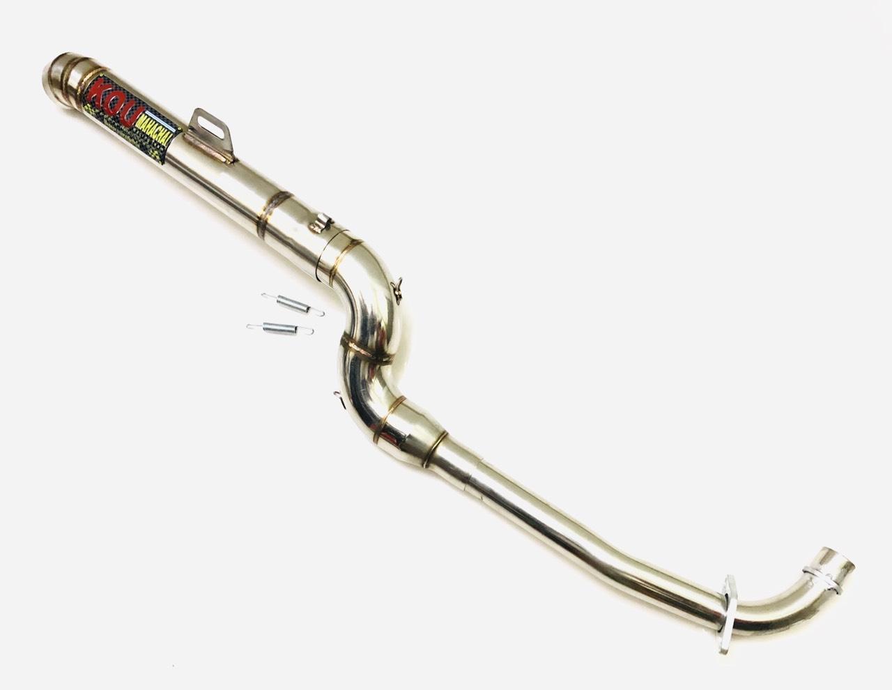 Pô KOU inox không nỉ có cổ đá dùng cho xe sirius