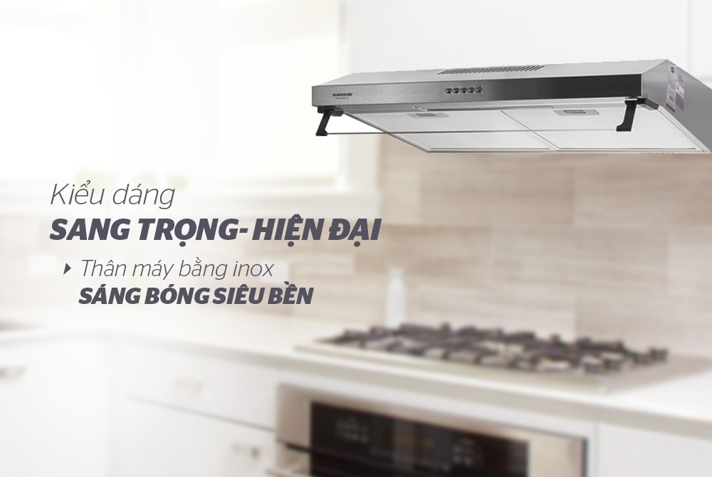 Máy hút mùi vỏ inox Sunhouse SHB6118I - Hàng Chính Hãng