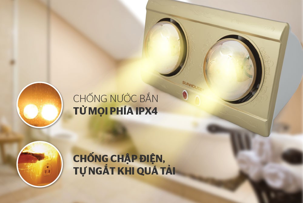 Đèn sưởi phòng tắm SUNHOUSE SHD3812 - Hàng chính hãng