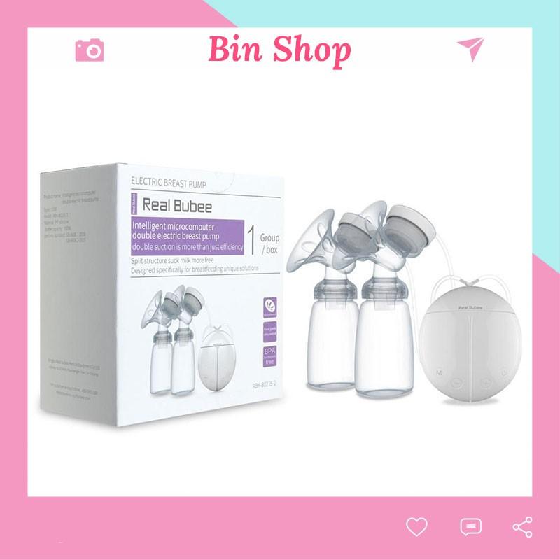 Máy Hút Sữa Điện Đôi Real Bubee Bin Shop ( Có Chế Độ Massa Kích Sữa,Điều Chỉnh Tăng Giảm Áp Lực)