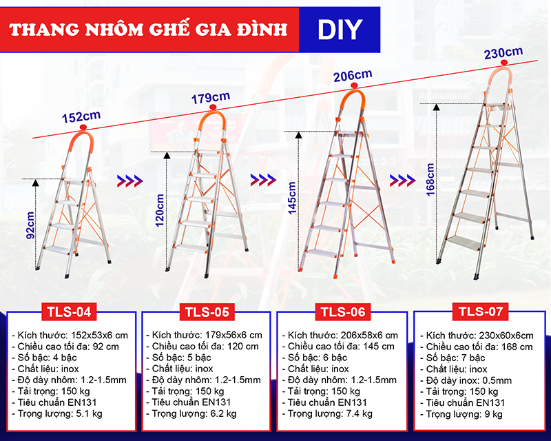 Thang ghế inox DIY TLS-07