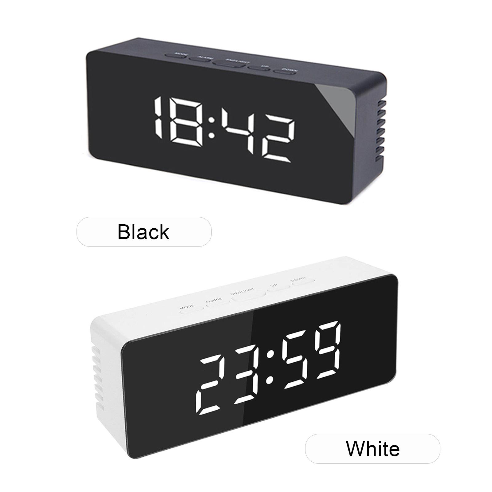 Đồng hồ báo thức màn hình Gương LED kỹ thuật số, đa chức năng