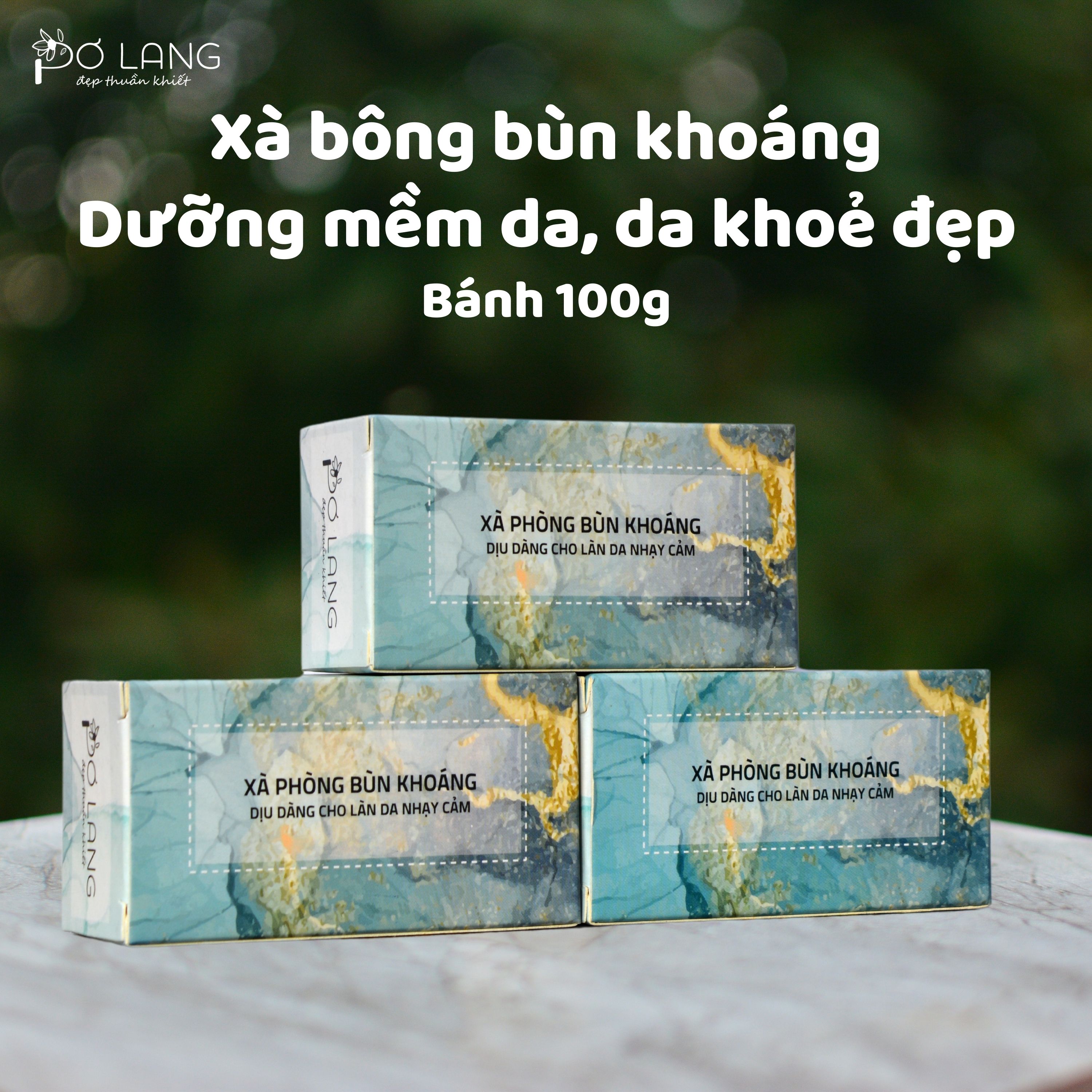 Xà phòng giảm mụn lưng Bùn khoáng dưỡng da Pơ Lang bánh 100gam