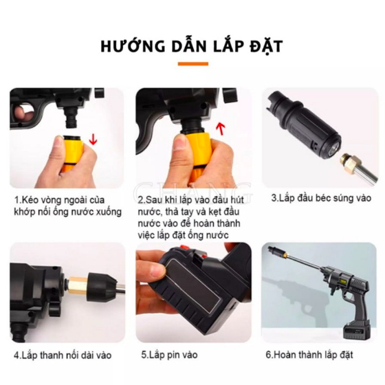 Máy xịt rửa xe máy ô tô bọt tuyết vệ sinh cầm tay dùng pin- Áp lực mạnh