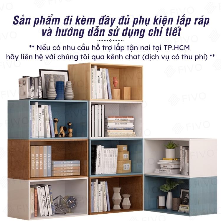 Kệ Sách Gỗ Đa Năng Gỗ MDF FIVO FB03 Không Cửa Dễ Lắp Ráp Nhiều Màu Sắc (60 x 24 x 30 cm)- Hàng Chính Hãng - Màu Vân Gỗ Đậm