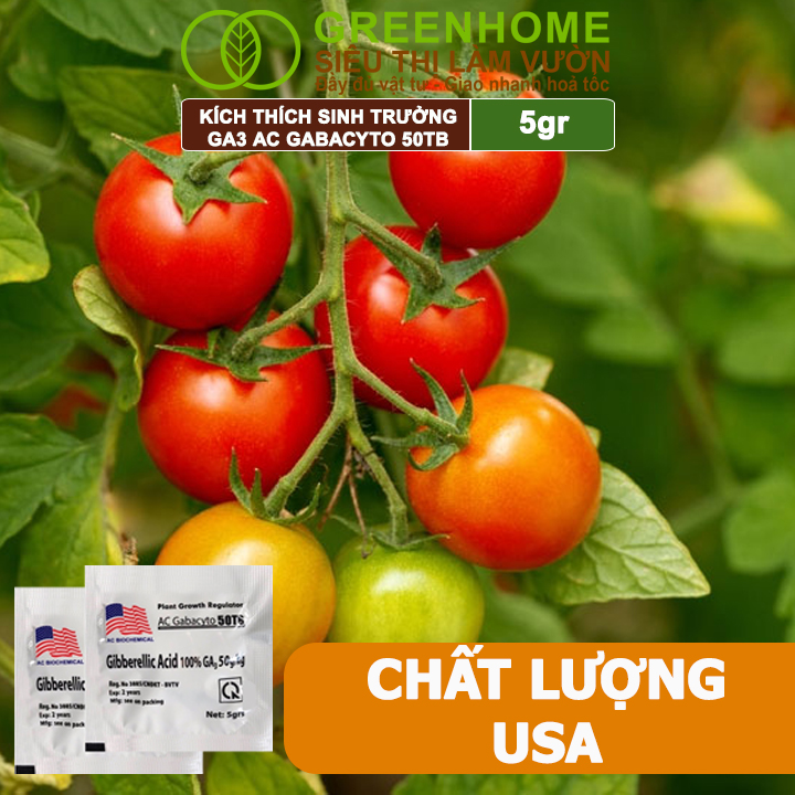 Phân Bón Lá GA3 Greenhome, 40TB, Viên 5gr, Dạng Sủi Tiết Kiệm, Thúc Đẩy Ra Đọt, Bông Lớn, Trái To