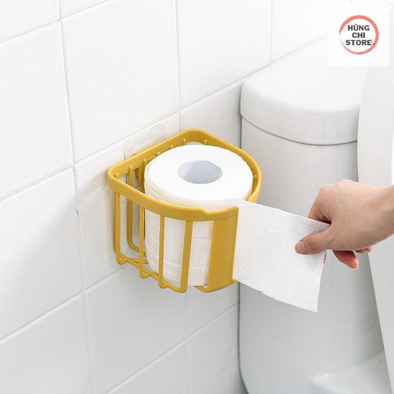 Giỏ đựng giấy vệ sinh dán tường, khay kệ đựng đồ đa năng nhà tắm, nhà bếp
