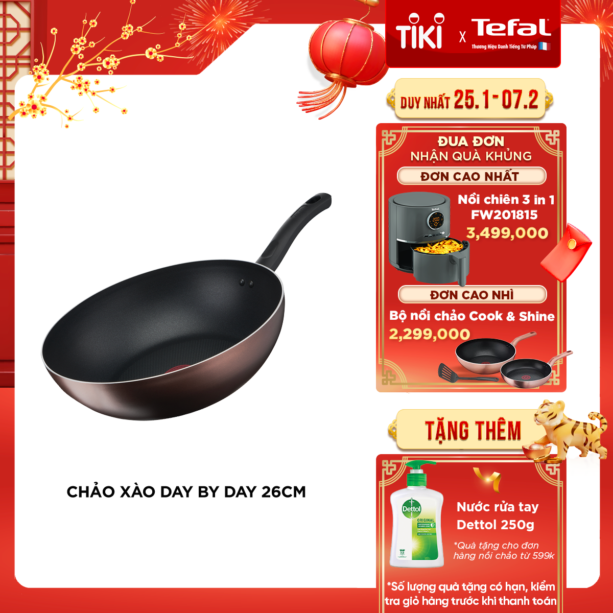 Chảo xào chống dính đáy từ Tefal Day by Day 26cm, dùng cho mọi loại bếp- Hàng chính hãng