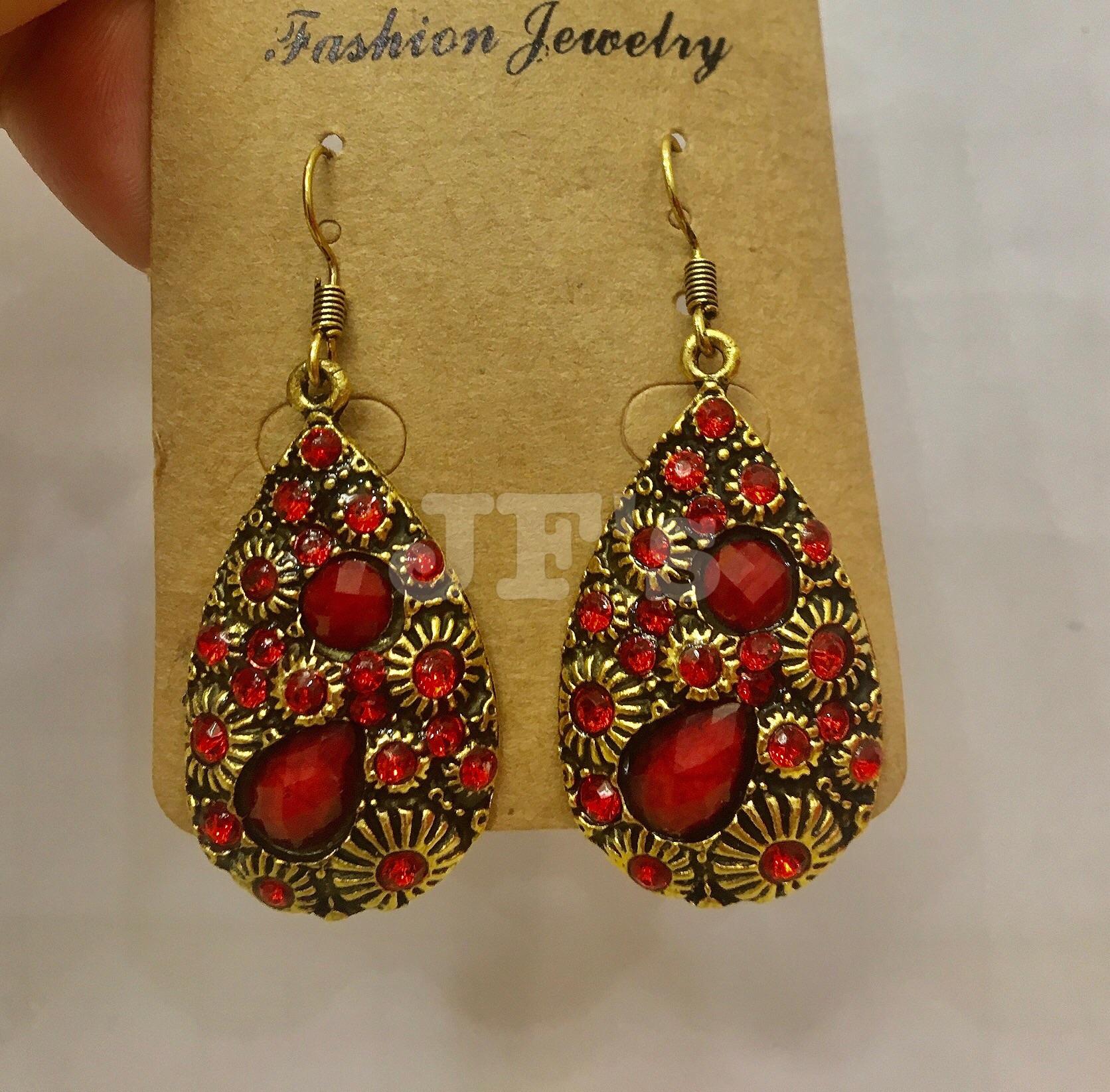 Hoa tai thả hình giọt nước chạm khắc hoạ tiết hoa hướng dương, bông tai nữ bohemian