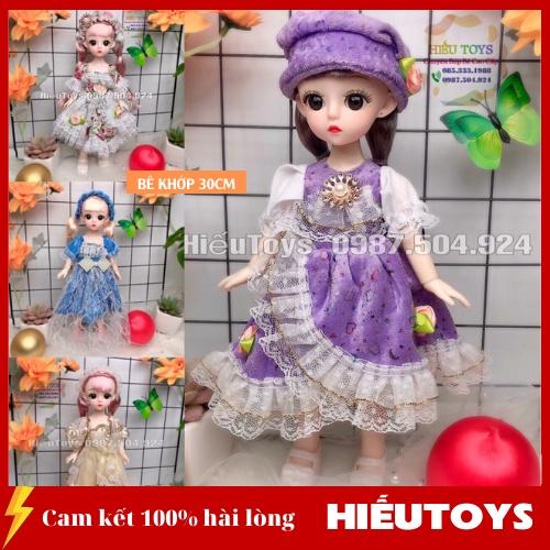 Búp Bê 30cm Có Khớp Xoay Chuyển Linh Hoạt Mắt Đá Mặt Xinh Váy Kèm Phụ Kiện Mẫu Mới Đồ Chơi Cho Bé Gái Hiếu Toys