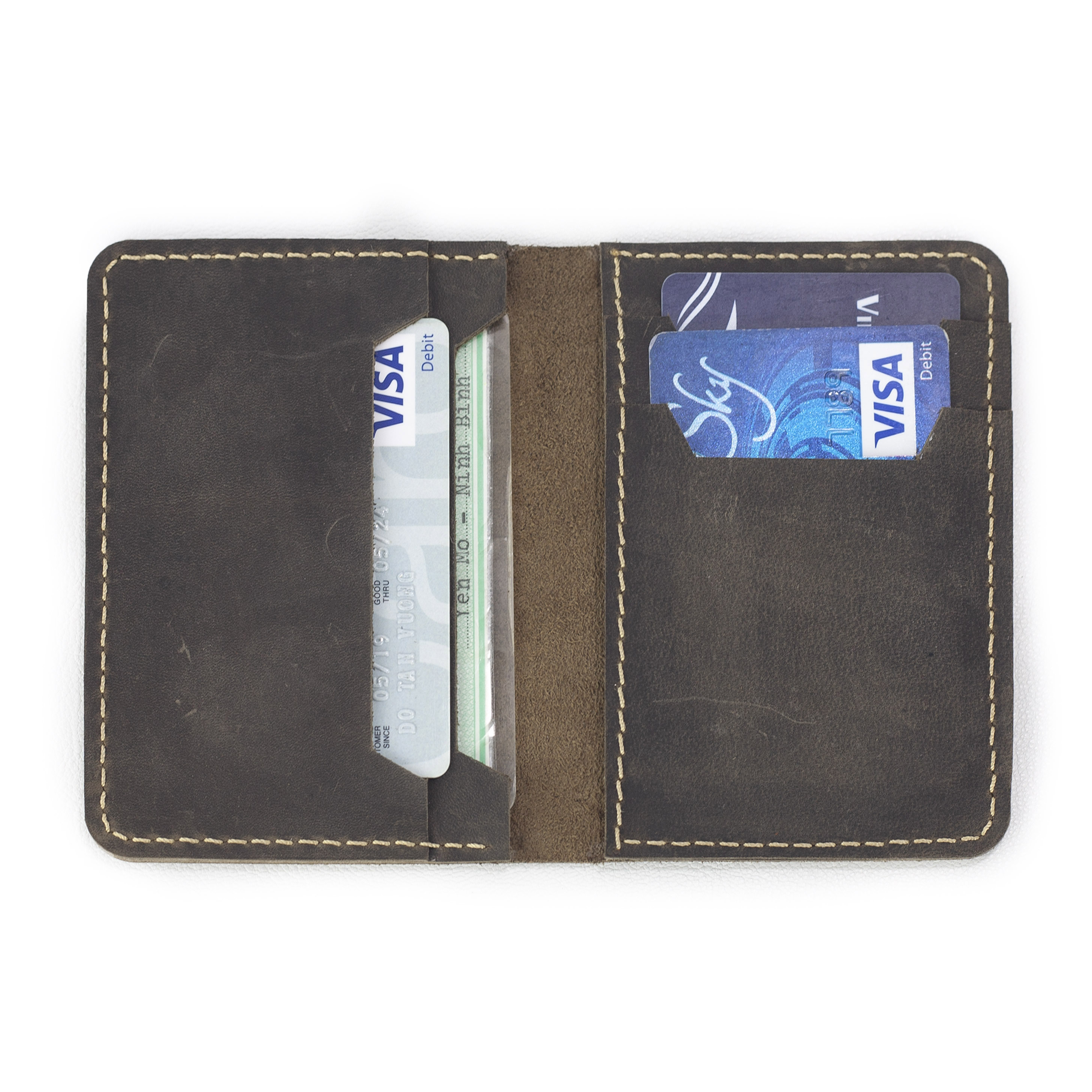 Ví đựng thẻ da bò sáp ngựa điên Crazyhorse V117 cao cấp, card holder da thật, đường chỉ may tinh tế, ví mini nam nhỏ gọn, đựng thẻ tiện lợi, fullbox, thương hiệu Bụi leather chuyên đồ da thật