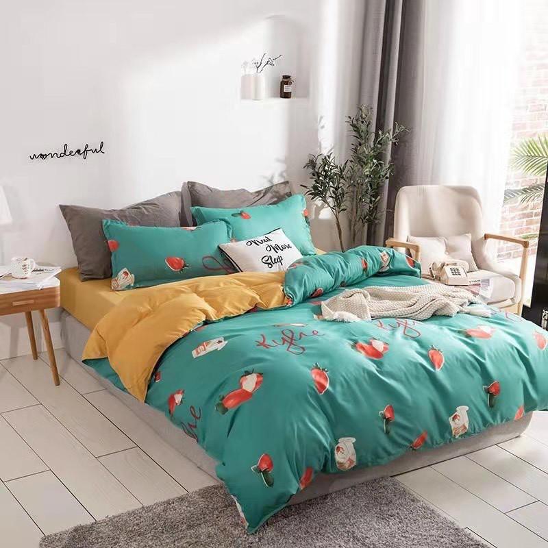 Chăn Ga Gối Đệm -Sét Chăn Ga Gối Dâu Kylie PolyCotton Punpu3051