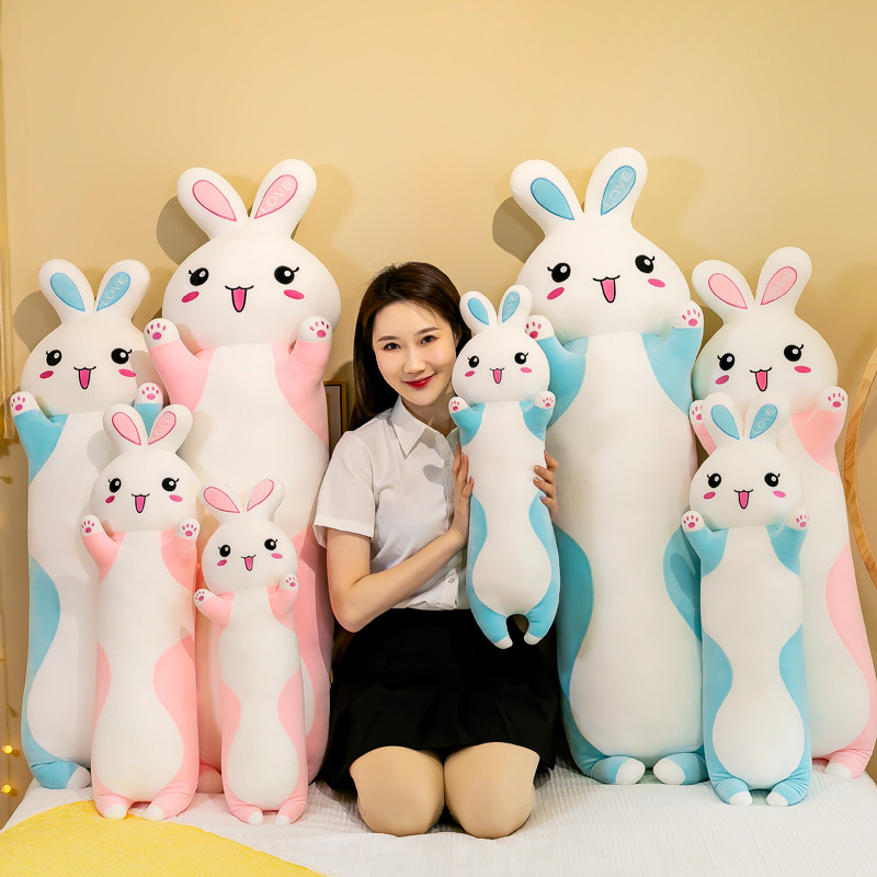 Gối Ôm Thỏ Trắng Dễ Thương Siêu Mềm Mịn Siêu Hot (60cm---1m1) Chất Vải Miniso 4 Chiều Mềm Mại, Co Giãn, Êm Ái (Tặng Kèm 1 Ví Da 12 Ngăn Đựng Thẻ ATM, CCCD)