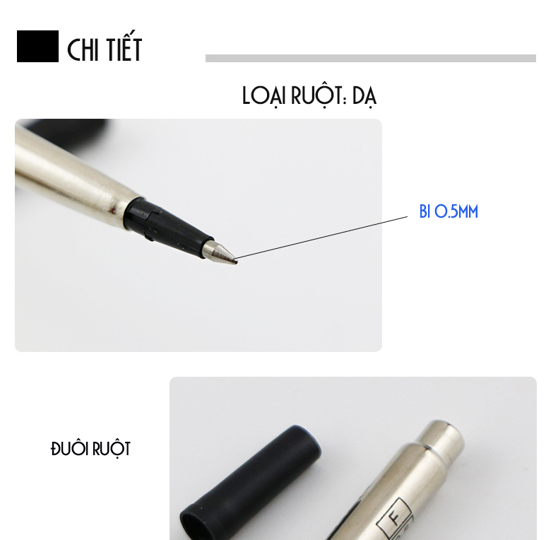 Ruột dạ bút ký, ruột bút bi cho các dòng bút Parker, Montblanc, Picasso, Lamy bi 0.5mmm siêu trơn - 2 màu đen, xanh - Xuất xứ: Pháp