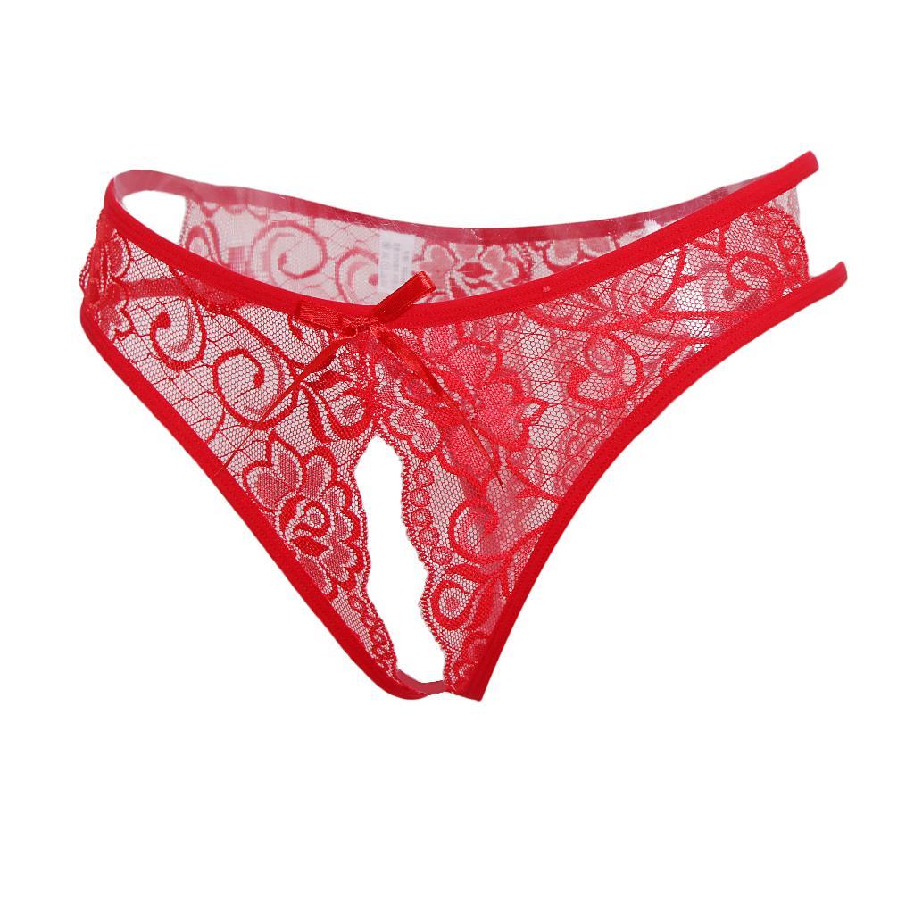 2 Pieces Womens Sexy Floral Lace Thong Underwear Crotchless Panties Lingerie