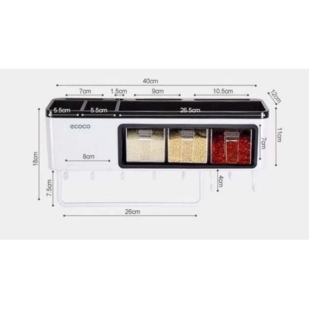 Kệ cắm dao thớt kèm hũ gia vị 3ngăn 4 ngăn đa năng ecoco 1714 hàng cao cấp