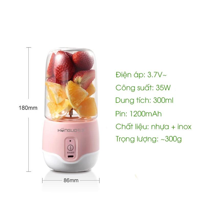 Máy xay sinh tố cầm tay mini sạc pin, Máy say sinh tố cầm tay đa năng mini 300ml (MXM35)