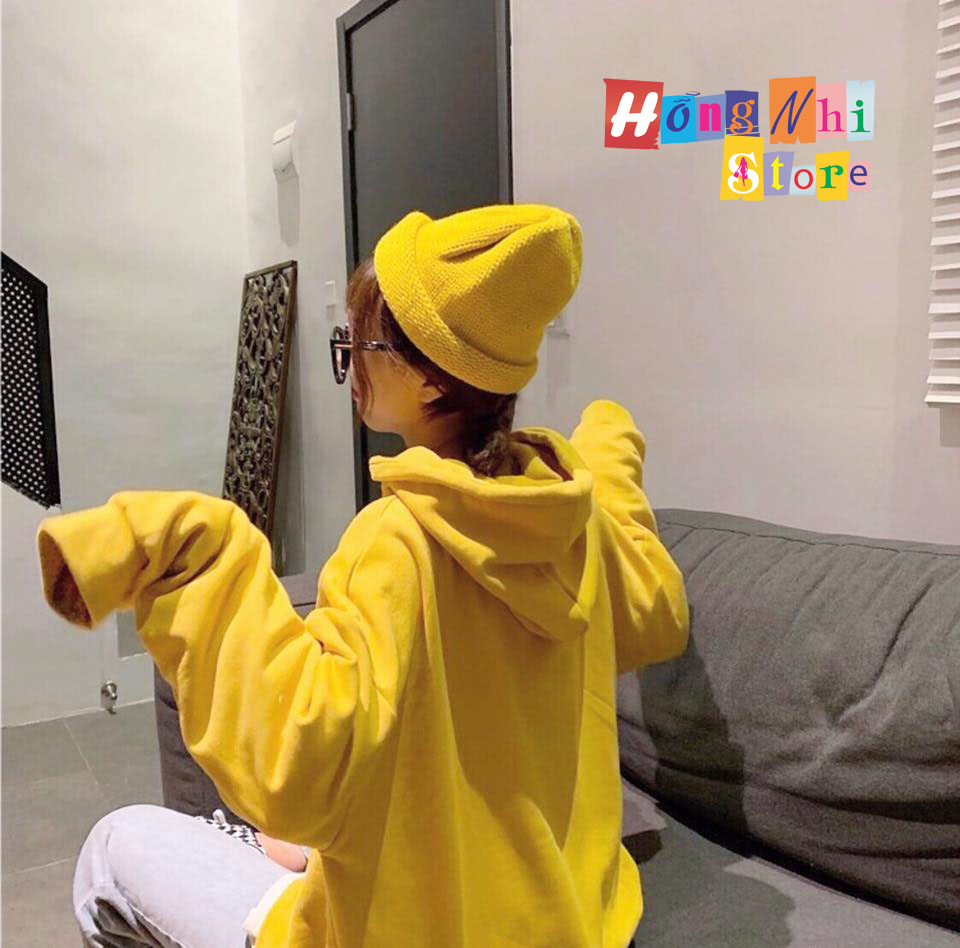 Áo Khoác Hoodie Trơn Ulzzang Unisex Màu Vàng Chất Nỉ Bông Cao Cấp Dáng Rộng Nam Nữ - MM