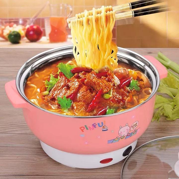 Nồi Lẩu Điện Mini 26cm Nikai Vung Kính - Nồi Lẩu Đa Năng Gia Đình 26cm Siêu Tốc