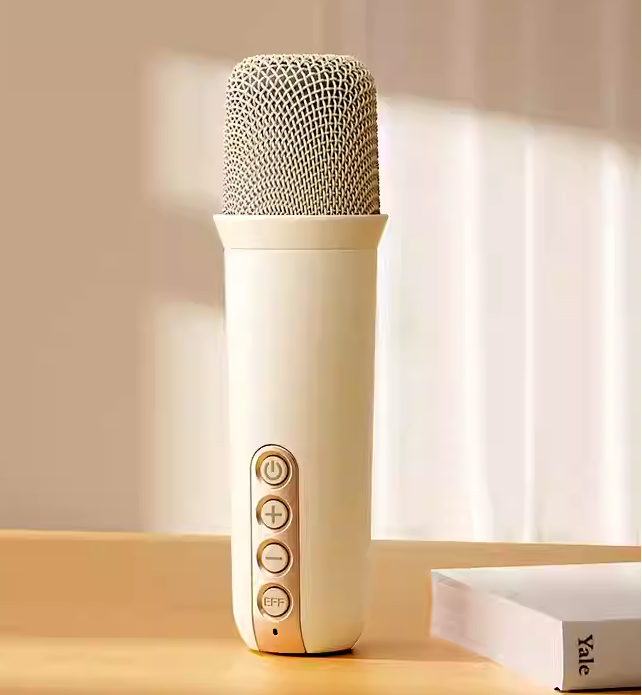 BỘ LOA KARAOKE PL MINI TẶNG KÈM HAI MICRO MÀU KEM SIÊU NHỎ GỌN-HT