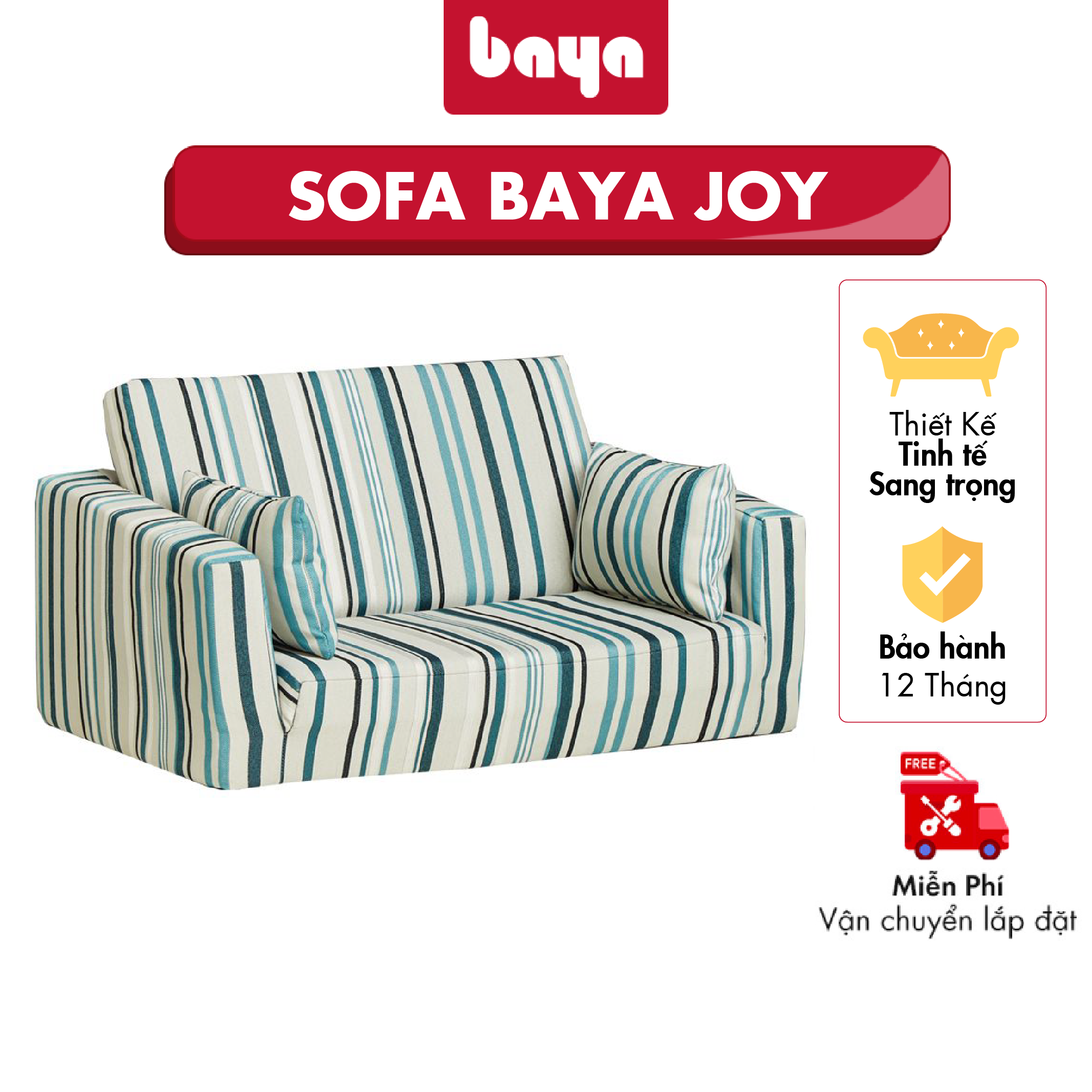 Ghế Sofa Cho Bé BAYA JOY Khung Gỗ Plywood Chắc Chắn, Các Góc Cạnh Được Bo Tròn Bọc Nệm Chất Liệu Polyester Mềm Mại, Đảm Bảo An toàn Cho Bé 2000360