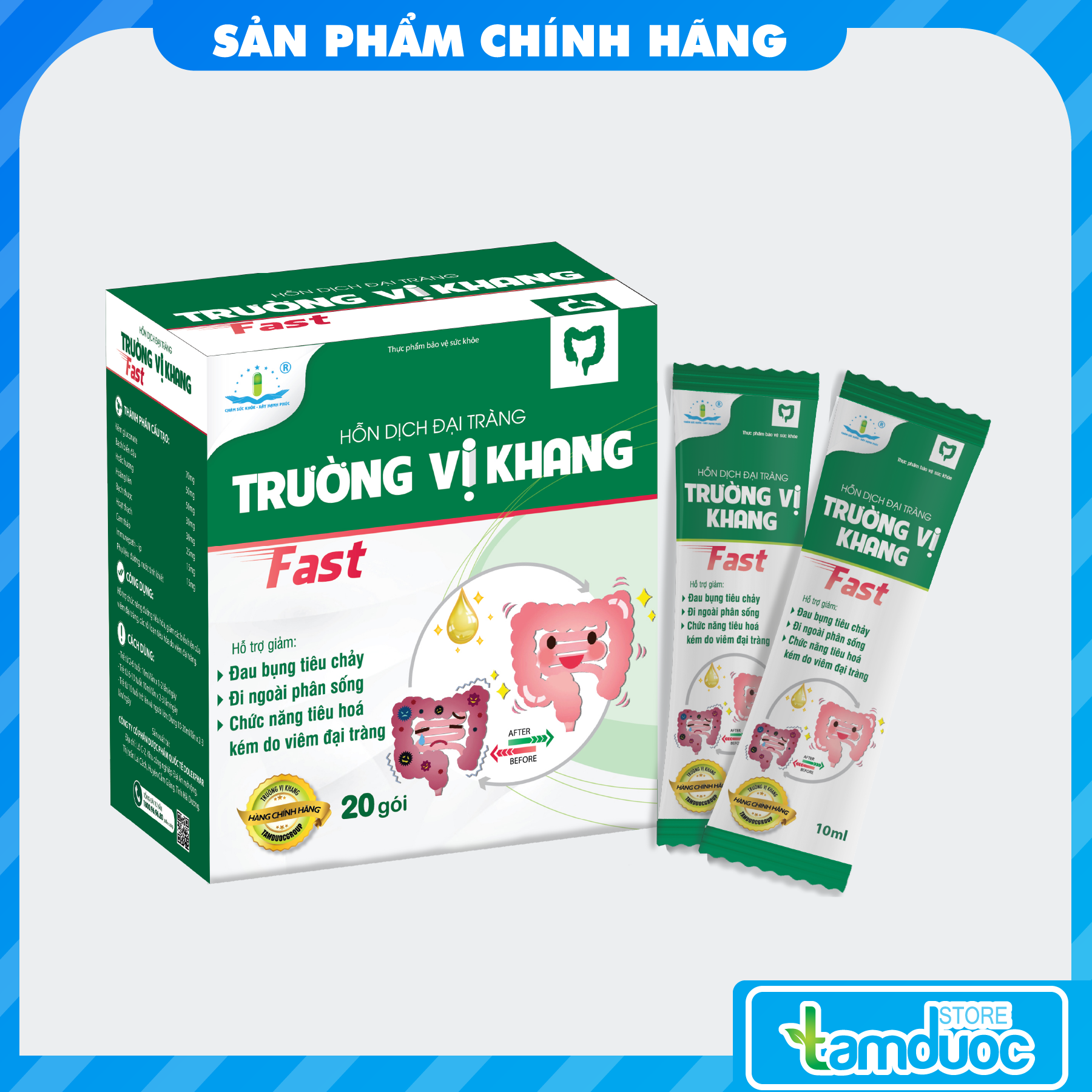 HỖN DỊCH ĐẠI TRÀNG TRƯỜNG VỊ KHANG FAST Hỗ Trợ Giảm Đau Bụng, Tiêu Chảy, Đi Ngoài Phân Sống, Viêm Đại Tràng Cấp & Mãn Tính