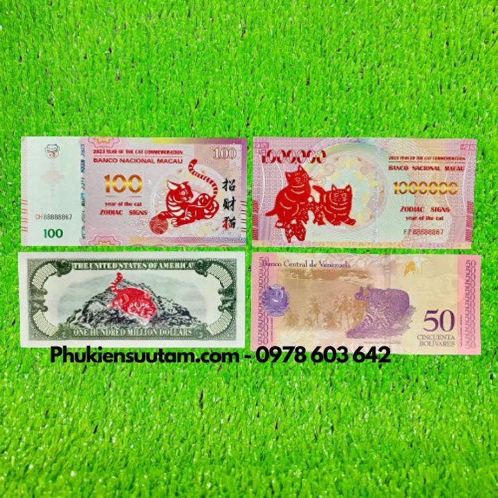 Combo 4 Tờ Lì Xì Hình Con Mèo 2023, kích thước: 15.5cmx7.5cm, màu trắng  - SP005976