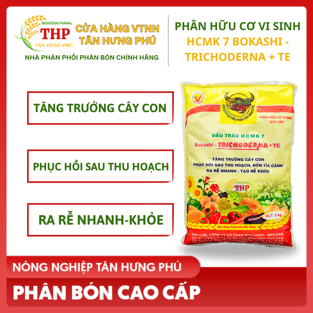 Phân Hữu Cơ Vi Sinh Cao Cấp Đầu Trâu HCMK 7 Bokashi - TRICHODERNA + TE