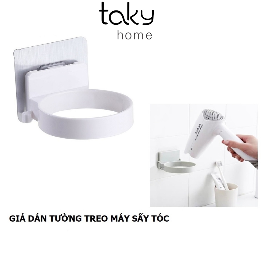 Giá Để Máy Sấy Tóc Dán Tường Tiện Dụng Cho Nhà Tắm, Sử Dụng Miếng Dán Siêu Chắc, Không Khoan Đục Tường. TakyHome 4021