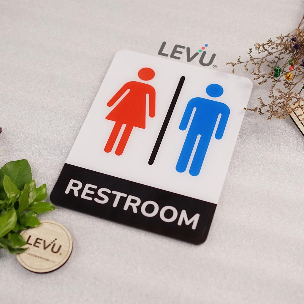 Bảng mica Restroom dán cửa trang trí khu vực nhà vệ sinh