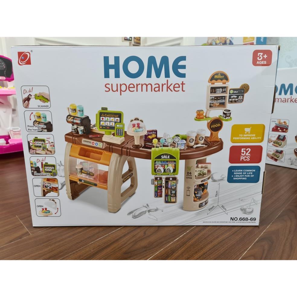 Quầy Bán Hàng Siêu Thị, Máy tính tiền, Đầy đủ mặt hàng phụ kiện Dài 110cm 668-69