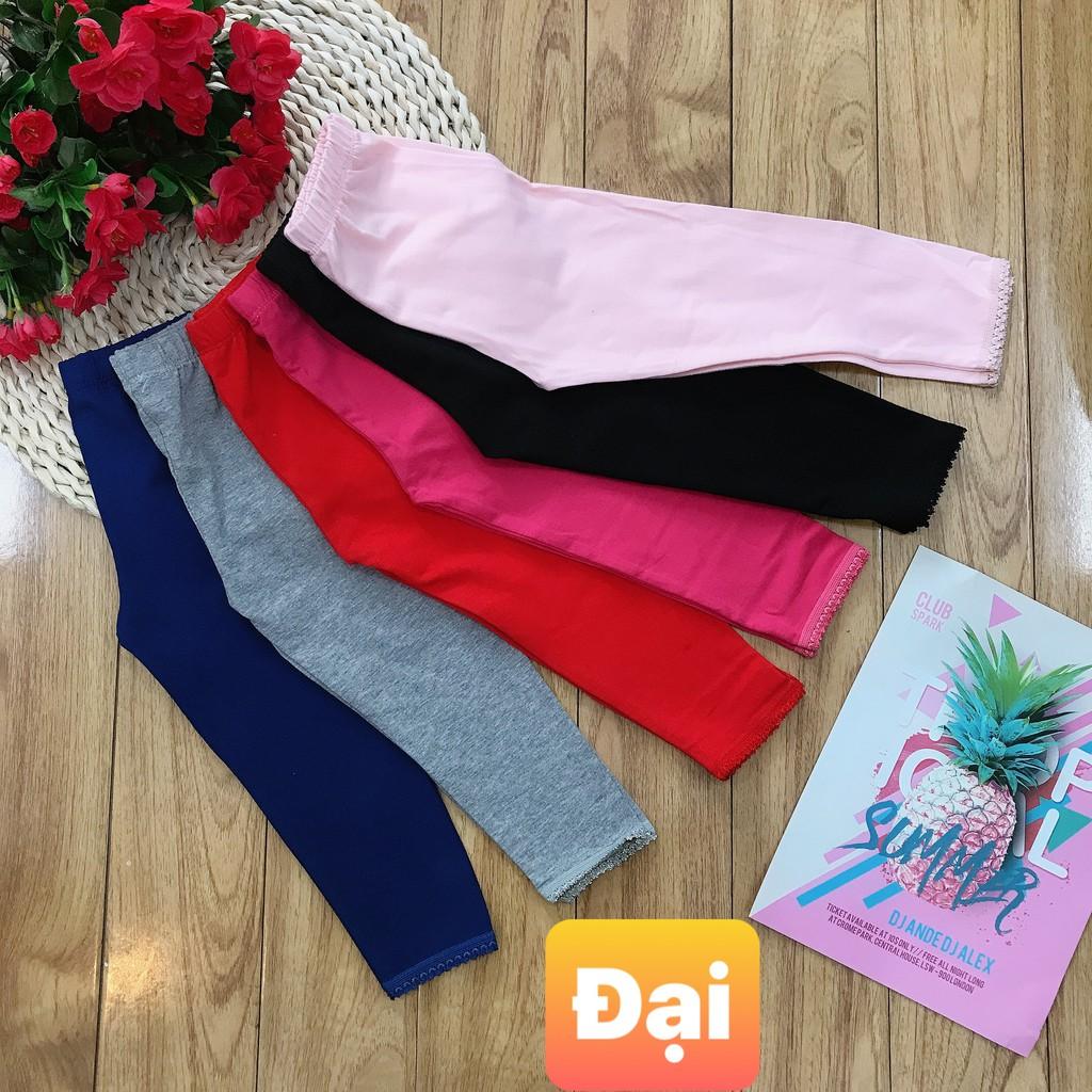 (VẢI XUẤT DƯ XỊN) QUẦN LEGGING TRƠN DÀI THUN COTTON 4 CHIỀU CHO BÉ GÁI 21-41KG