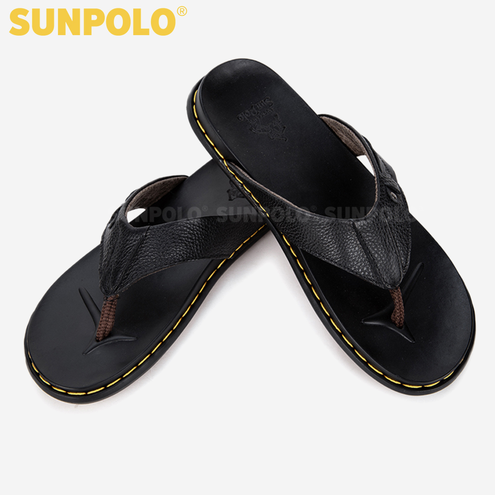 Dép Kẹp Xỏ Ngón Nam Da Bò SUNPOLO KEP204 Êm nhẹ