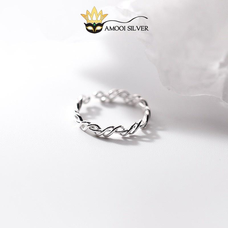 Nhẫn bạc S925 freesize xoắn lưới - Amooi Silver AN93