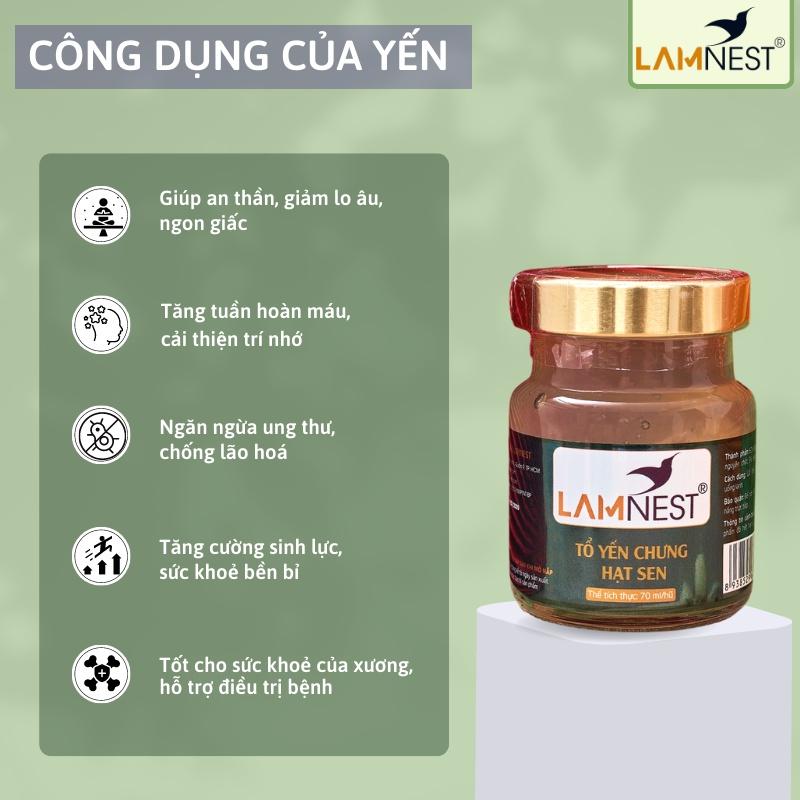 Yến Sào Chưng Sẵn Hạt Sen LamNest tươi nguyên chất 30% yến 70ml bồi bổ sức khỏe - yensaocaocaplamnest