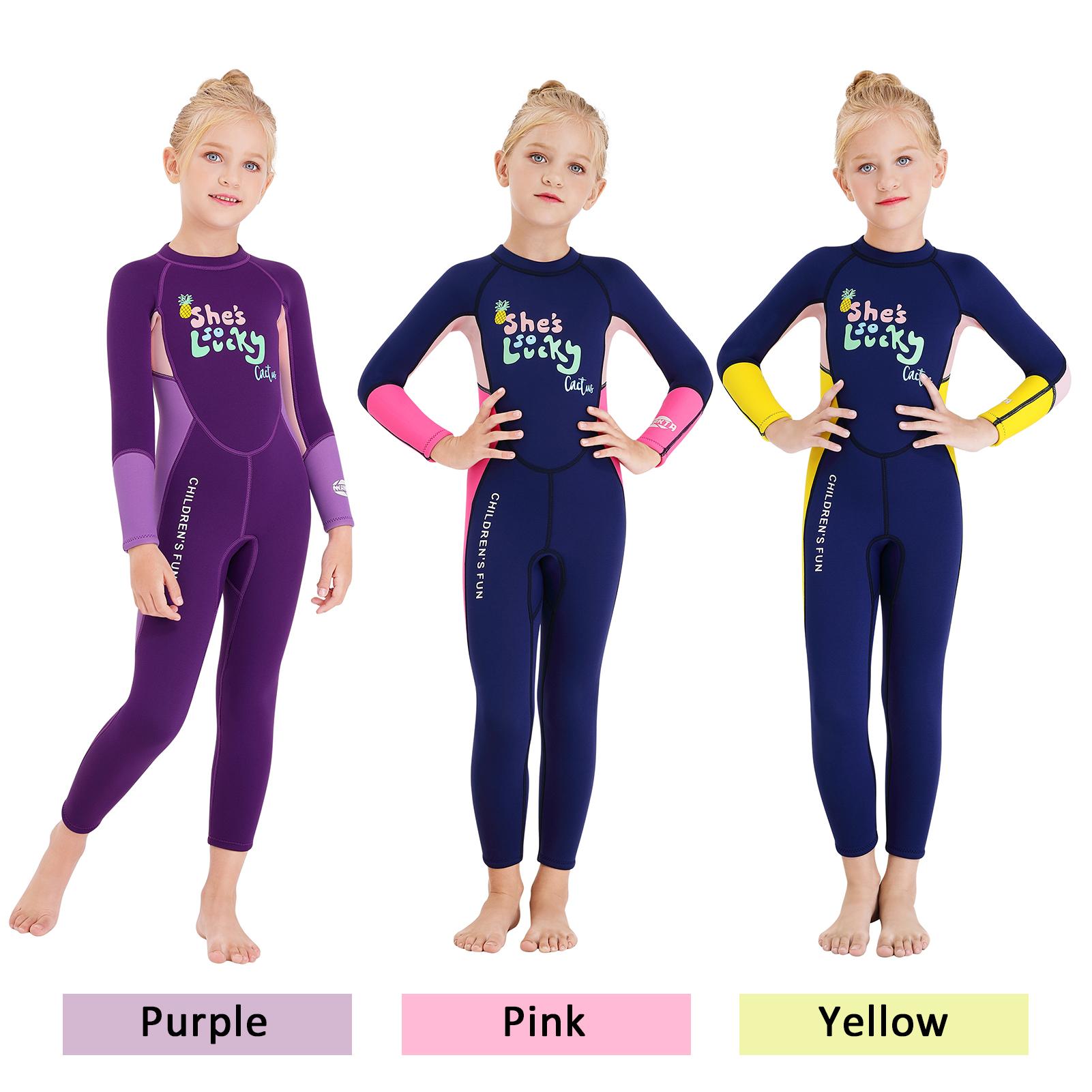 Bộ đồ bơi lặn một mảnh dài tay có dây kéo an toàn cho bé gái