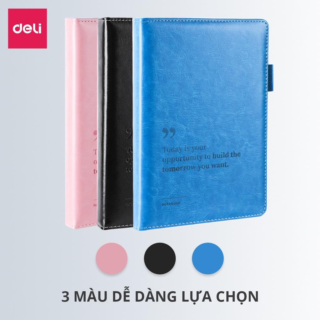 Sổ tay ghi chép A5 Kẻ Ngang Bìa Da Cao Cấp Deli - 300 trang, 80/100gsm, Chống Nước, Làm Quà Tặng Sang Trọng