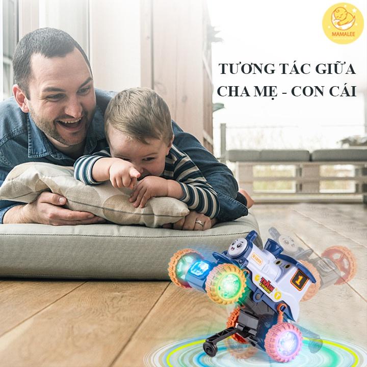 Đồ Chơi Xe Lửa Thomas Chạy Pin - Phát Nhạc Phát Sáng Bốc Đầu Nhún Nhảy Xoay 360 Độ